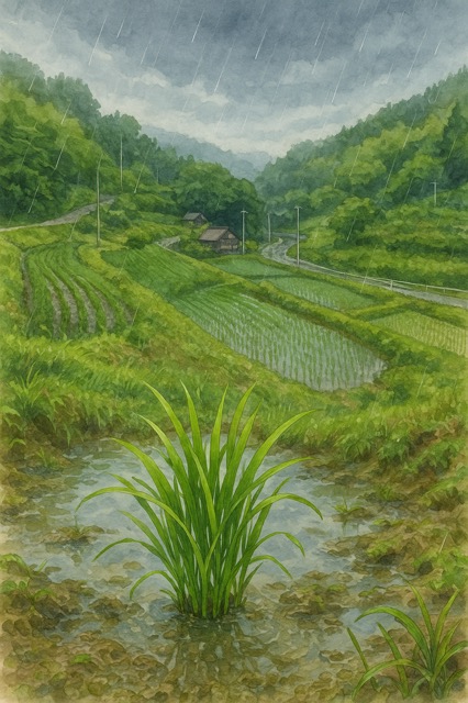 宮城県 梅雨入り──雨とともに育つガイアファームの棚田画像1