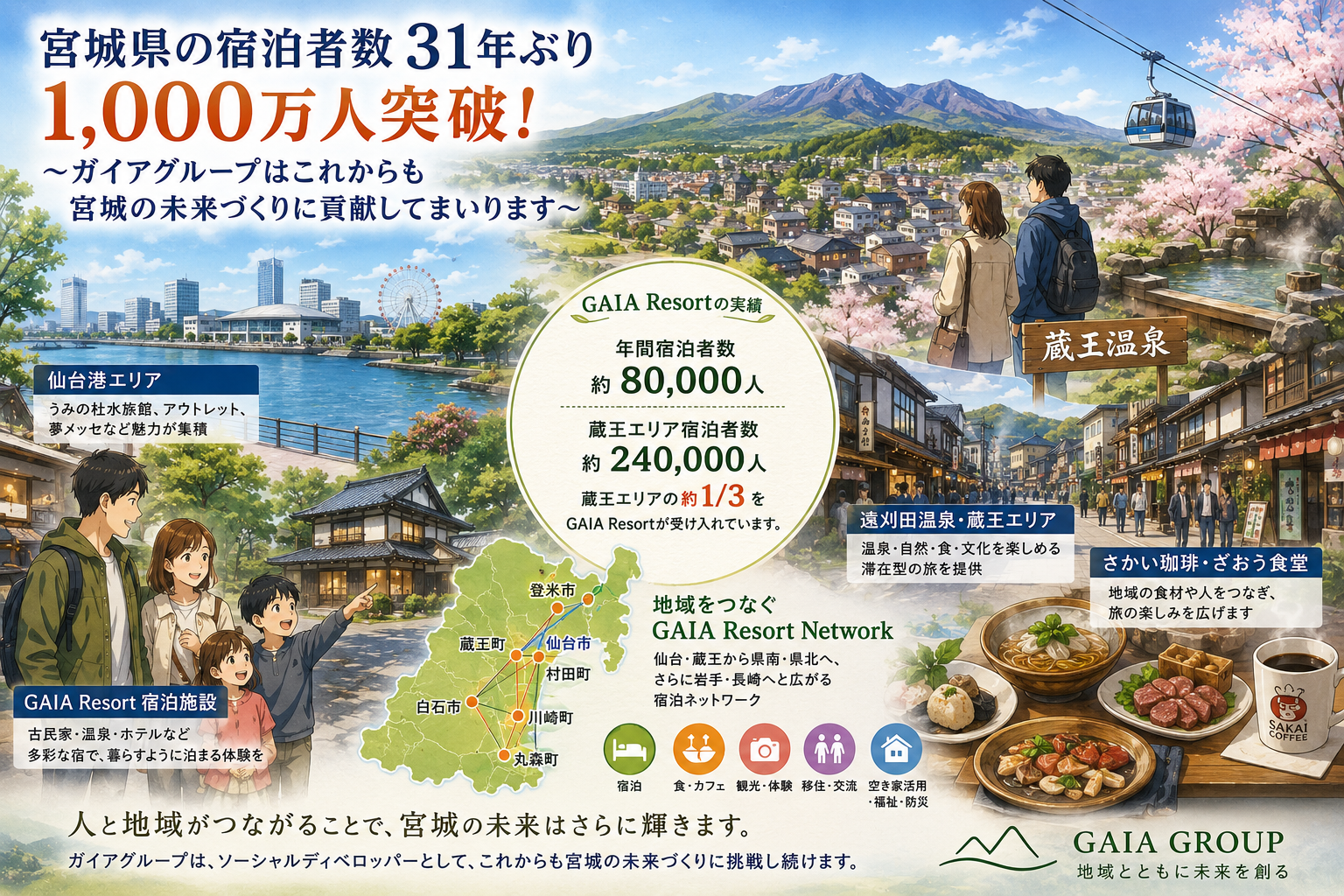 宮城県の宿泊者数31年ぶり1,000万人突破画像1